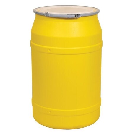 Eagle Manufacturing Company 55 Gallon, Metal Lever-Lock, Lab Pack Salvage Plastic Drum Barrel, Yellow - 1656M